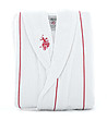 Бял халат за баня с червена декорация-0 снимка