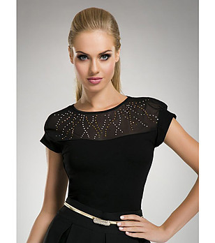 Дамска черна блуза в макси размери Erica снимка
