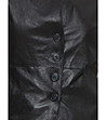 Дамско черно яке от естествена кожа с копчета-4 снимка