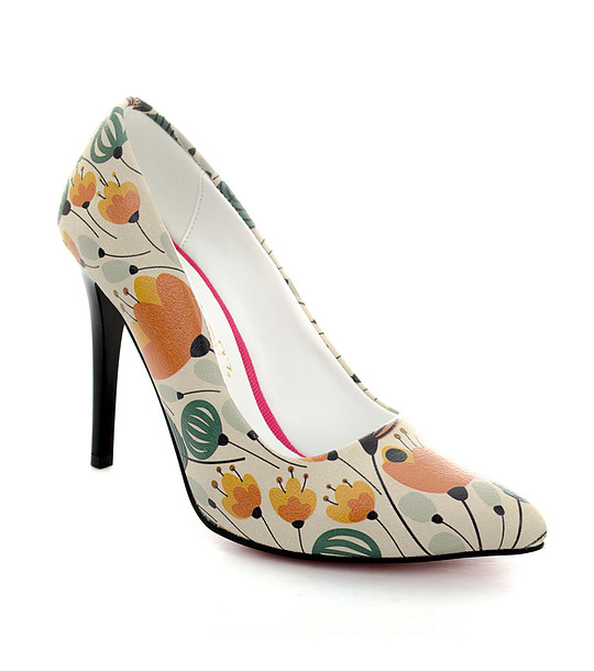 Дамски обувки на ток с флорален принт снимка