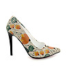 Дамски обувки на ток с флорален принт-1 снимка