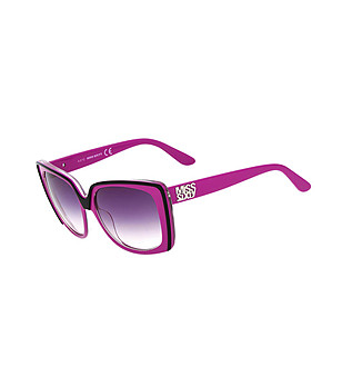Розови дамски слънчеви очила с контрастен кант снимка