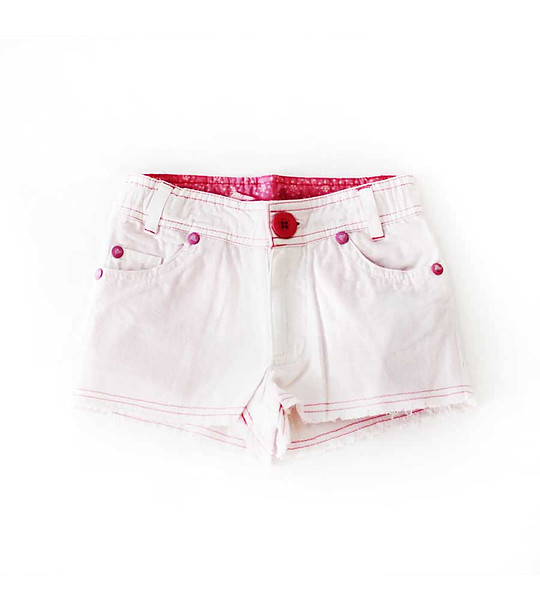Къси панталонки с детайли в розово за момиче снимка