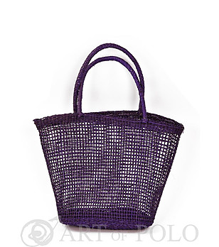 Лилава дамска чанта тип кошница снимка