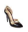 Черни елегантни обувки със златист кант-0 снимка