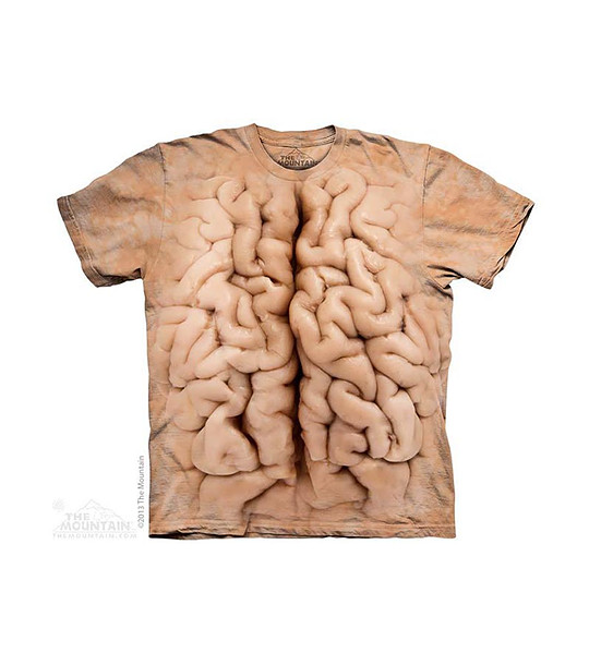 Мъжка ефектна памучна тениска с принт Мозък снимка