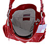 Чанта в червено с декоративен пискюл-3 снимка