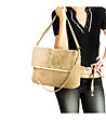 Елегантна дамска кожена чанта в цвят таупе-2 снимка