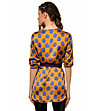 Оранжева блуза с принт в синьо-1 снимка