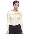 Памучна боди-блуза с ръкави в цвят екрю-2 снимка