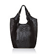 Черна кожена дамска чанта с релеф Alexandra-1 снимка