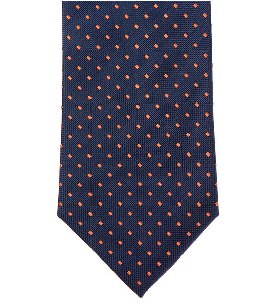 Тъмносиня вратовръзка с декорация в оранжево снимка