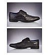 Черни кожени мъжки обувки с перфорации-1 снимка