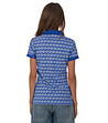 Дамска памучна тениска с яка в синьо с принт-2 снимка