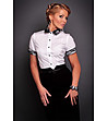 Дамска риза в бяло с черна дантела-0 снимка
