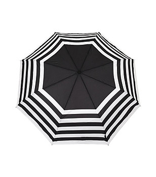 Раиран дамски чадър в тъмносиво и бяло снимка