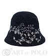 Дамска шапка в черно с декоративни камъчета Lara-0 снимка