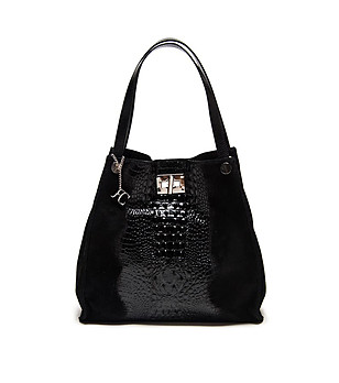Черна дамска чанта от естествена кожа Katherine снимка