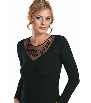 Черна дамска блуза Irmina с тюл снимка
