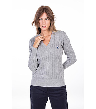 Дамски памучен пуловер в сиво Cora снимка