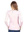 Розов памучен дамски пуловер с плетеници Agnes-1 снимка