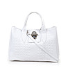 Бяла дамска кожена чанта Bergamo-0 снимка