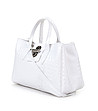 Бяла дамска кожена чанта Bergamo-3 снимка