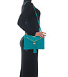 Дамска кожена чанта в синьо-зелено тип плик Simone-4 снимка