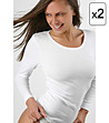 Комплект от 2 броя дамски бели памучни блузи -0 снимка