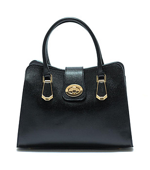 Черна дамска чанта от естествена кожа Bianka снимка