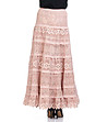 Дълга памучна пола от плетиво в цвят пудра-1 снимка