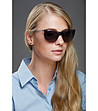 Сини дамски слънчеви очила полуглазант с лещи в сиво-0 снимка