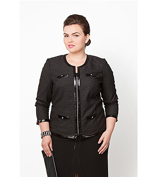 Черно дамско сако с фигурални мотиви снимка