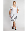 Бяла памучна рокля с флорални мотиви-0 снимка