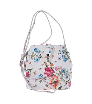 Бяла дамска чанта с флорални мотиви Felicita снимка