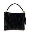 Черна дамска чанта с пискюл Rebecca-1 снимка