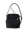 Черна релефна дамска чанта от естествена кожа Felicita-1 снимка