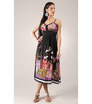 Черна рокля с флорални мотиви Fulvati снимка