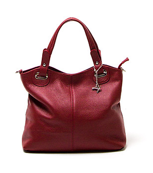 Дамска кожена чанта в червен цвят Amanda  снимка