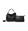 Черна дамска чанта с ефектна презрамка-0 снимка