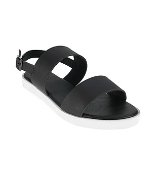 Черни дамски сандали с бяла подметка Dominika снимка