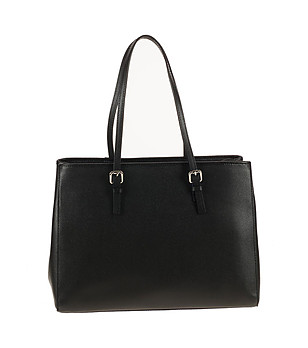 Дамска кожена чанта в черен цвят Nely снимка