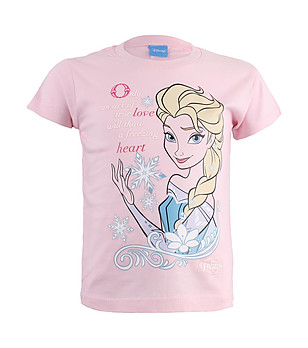 Розова детска тениска с щампа Елза снимка