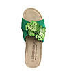 Зелени дамски чехли с цветя-3 снимка