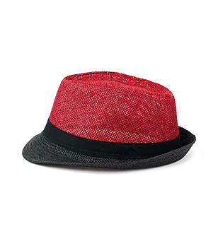 Дамска шапка в червено и черно Aura снимка