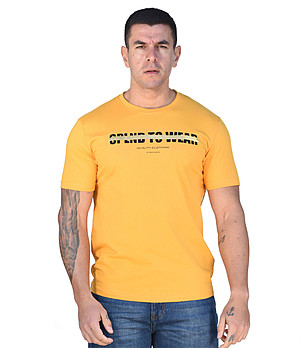 Памучна мъжка тениска в жълто Yegor снимка