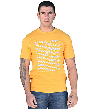 Жълта памучна мъжка тениска Edvin снимка