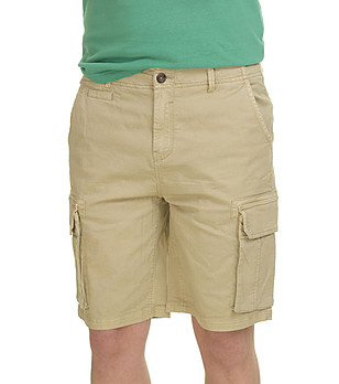Къс памучен мъжки карго панталон в бежово Elbert снимка