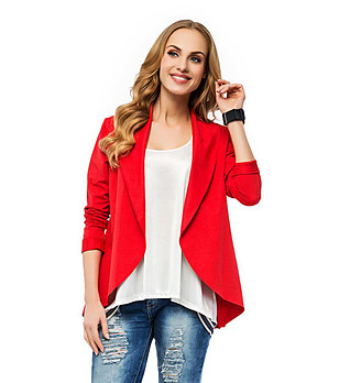 Асиметрично червено дамско сако снимка