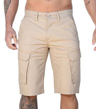 Мъжки памучен къс карго панталон в бежово Ansel снимка